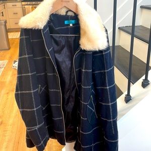 Navy Plaid Winter Coat